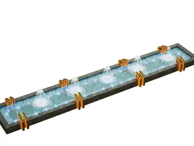 Fountain with water 3D model purchase