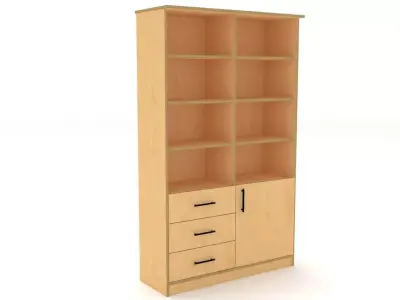 bookshelf 2 cover1 drawer3 Low-poly 3D model