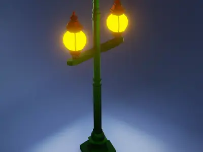 Low Poly Street Lamp 3D Model Free low-poly 3D model