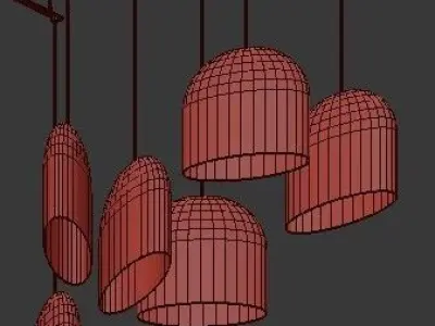 Untitled modern pendant light with glass shades 3D model