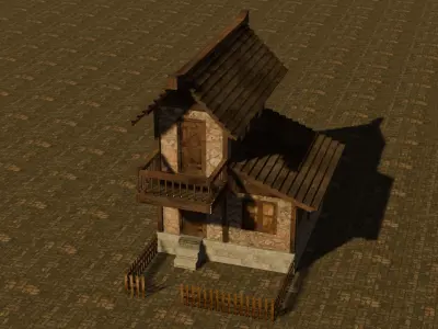 Medieval house nine 11 Low-poly 3D model
