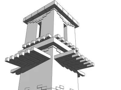 Low polygon old tower  Torre antigua de bajo poligonaje  Low-poly 3D model