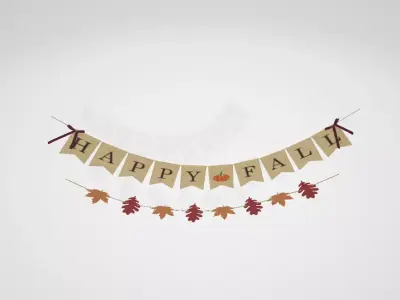 Uniwish Happy Fall Banner Low-poly 3D model