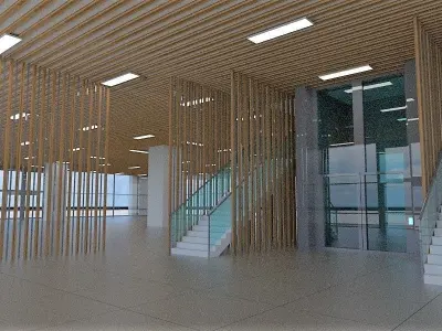 Building 7 office with sky 3D model