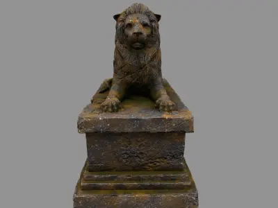 Lion Statue 16 Low-poly 3D model