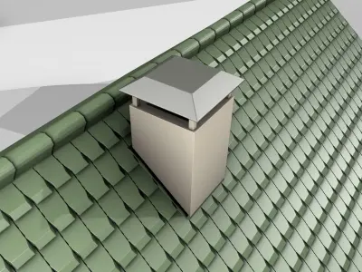 City House -31- Double-House - Roof green - Wall skinyellow Low-poly 3D model