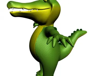Cartoon Crocodile RIGGED Low-poly 3D model