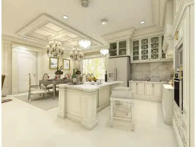living and dining 2 3D model