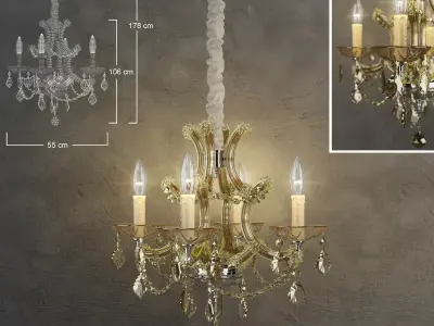 golden teak chandelier 3D model