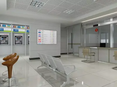 Bank Interior 04 3D model