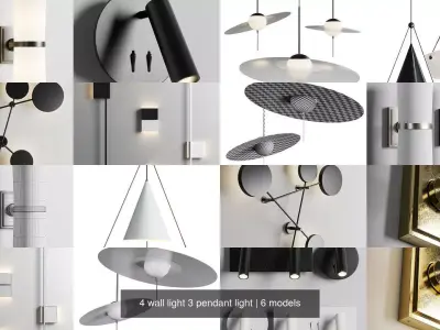 4 wall light 3 pendant light 3D Model Pack