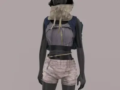Sci-fi clothes with vestbag 3D model