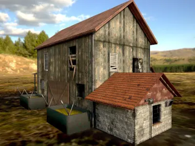 Buildings Pack - Old abandoned farm scene Low-poly 3D model