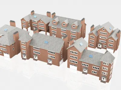 British House Design Collection - 6 Pieces 3D Model Pack