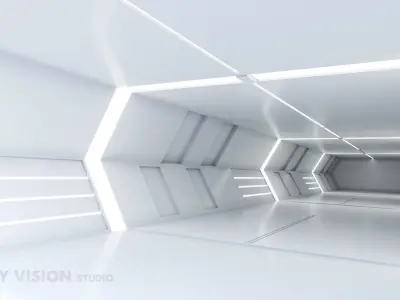 low poly scifi corridor 01 Low-poly 3D model
