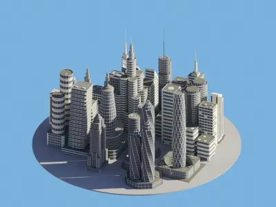 Cartoon Buildings Low-poly 3D model get
