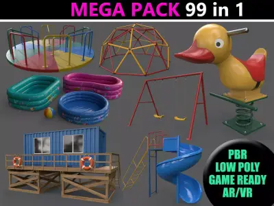 PBR Outdoor Playground Equipments - Mega Pack