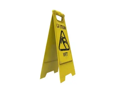 Caution Wet Floor Sign Low-poly 3D model