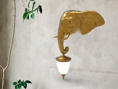 Elephant Head Wall Lamp 3D print model
