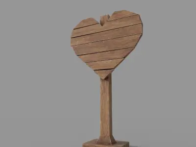 Signpost PBR Heart Shape  Low-poly 3D model