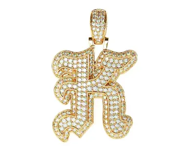 Tattoo fonts K alphabet pendent 3D print model