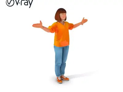 Energetic Teen Explorer LowPoly PBR D Character Model Low-poly 3D model