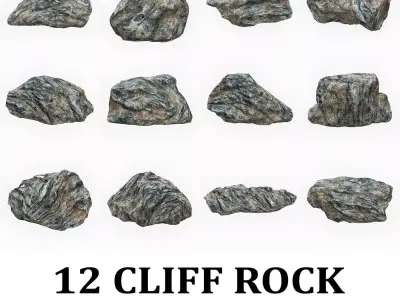 Cliff Rock Collection Low-poly 3D model
