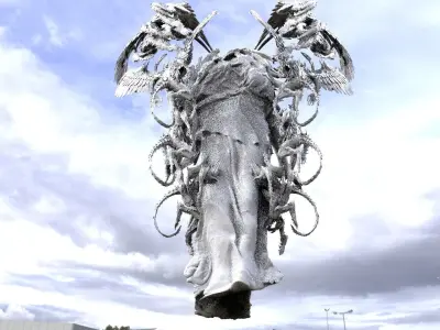 Advent angel statue Winged 3D model