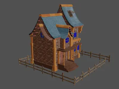stylized medieval house Low-poly 3D model purchase