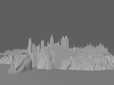 Fantasy Medieval Castle Fortress Low-poly 3D model