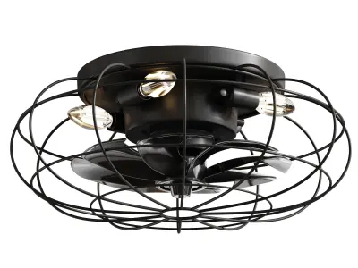 Vintage Iron Remote Control Ceiling Fan light 3D model