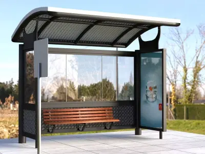 Bus Stop Shelter 3D model