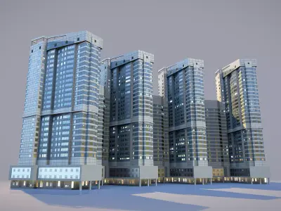 City House Building 25  Low-poly 3D model