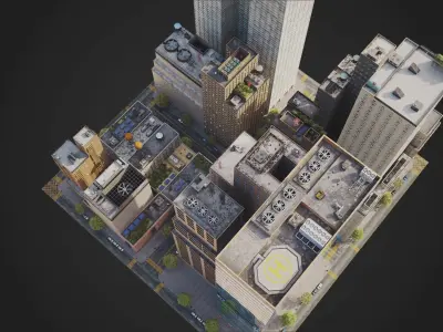 Realistic City District H18-A21 MAYA Low-poly 3D model