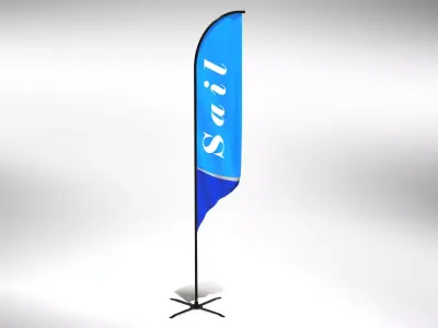 Sail Flag - Animated Exhibition Flag Low-poly 3D model