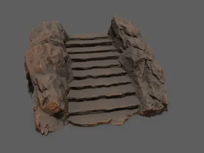 Stairs rock staircase Low-poly 3D model order