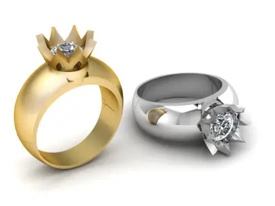  Single Diamond Engagement Ring 3d printable Model 3D print model