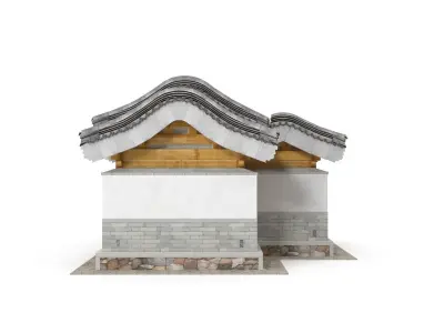 Chinese Architecture Distribution room 04 Low-poly 3D model