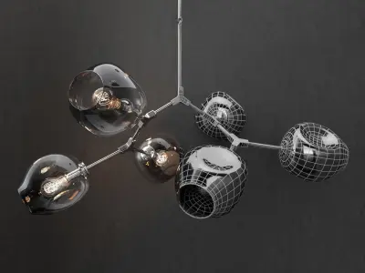 Branching bubble 6 lamps 2 3D model