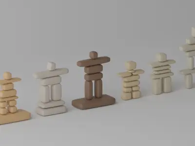 Cartoon Canadian Inukshuks Collection 1 3D model