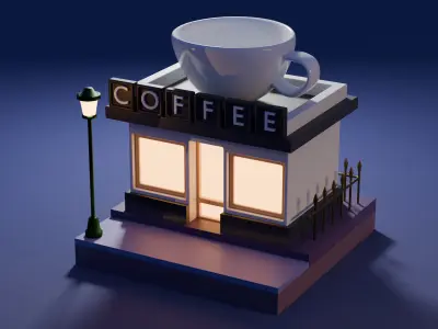 Coffee Shop Free low-poly 3D model buy