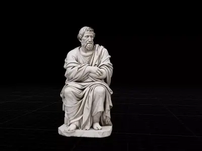 Classical Greek Philosopher Statue - High Poly PBR Sculpt Low-poly 3D model