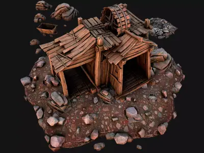 Medieval Gold Ore Mine Low-poly 3D model