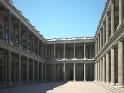 Classical Courtyard with Staircase 3D model