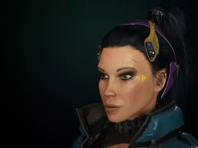 Cyberpunk Girl gameready Low-poly 3D model