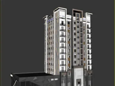 building with balconies and windows 3D model purchase