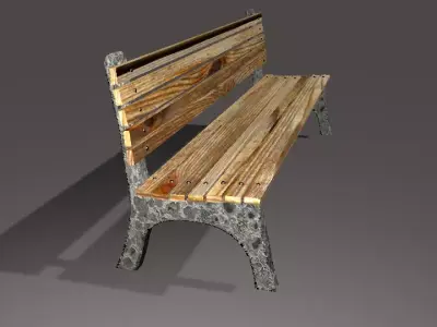 Park bench 3D model 6