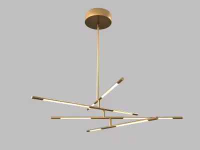 Saber LED Multi Arm Chandelier Gold 3D model