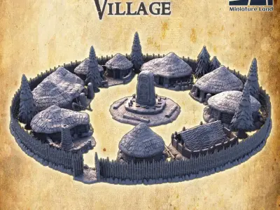 Barbarian Village Tabletop Terrain 28 MM 3D print model