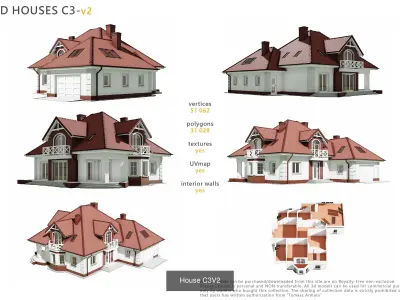 Collection of Houses 3 - 12models 3D Model Pack